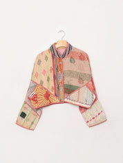 The Kaira Cropped Quilted Patchwork Kantha Jacket