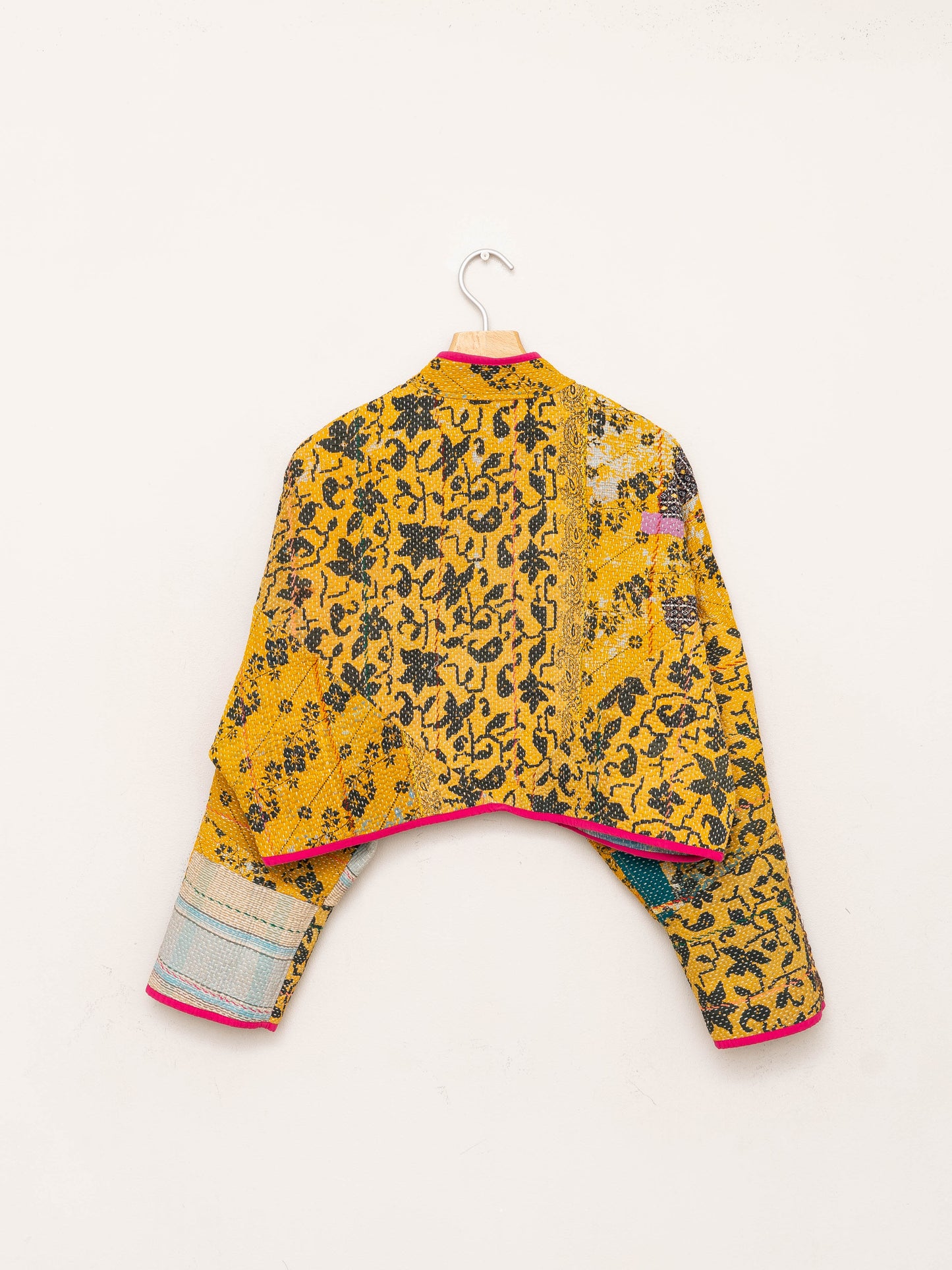 The Kaira Cropped Quilted Patchwork Kantha Jacket