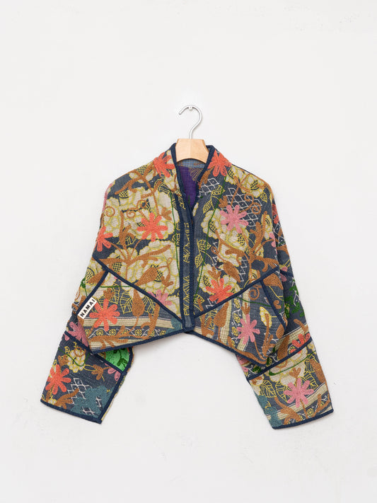 The Kaira Cropped Suzani Quilted Kantha Jacket