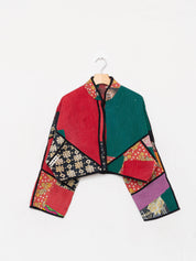 The Kaira Cropped Quilted Patchwork Kantha Jacket