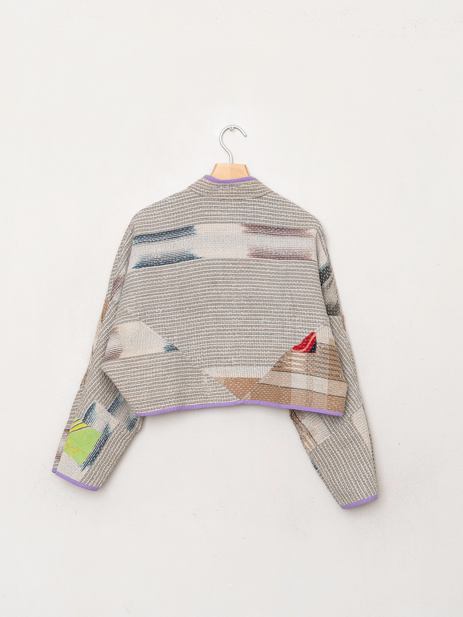 The Kaira Cropped Quilted Patchwork Kantha Jacket