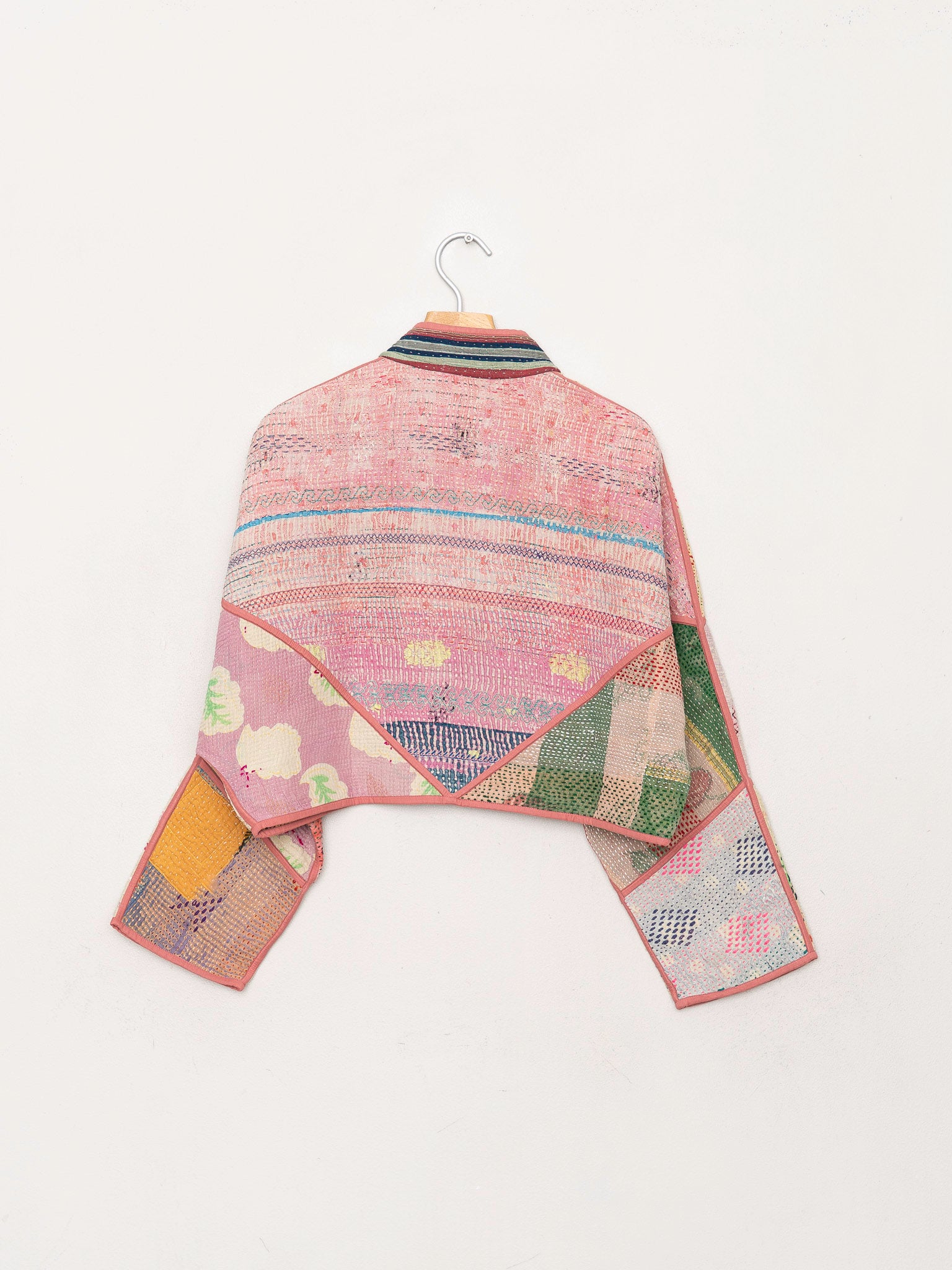 The Kaira Cropped Quilted Patchwork Kantha Jacket