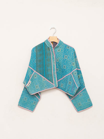 The Kaira Cropped Quilted Patchwork Kantha Jacket