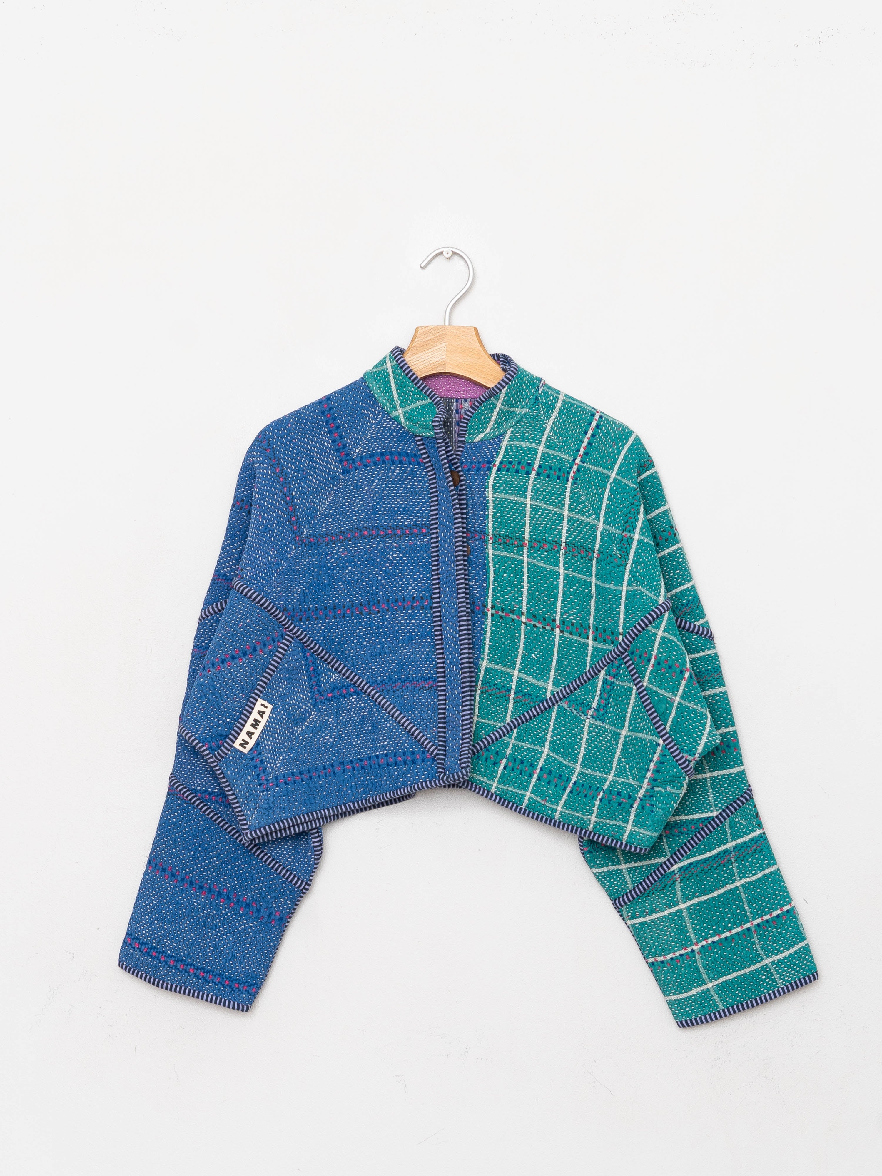 The Kaira Cropped Quilted Patchwork Kantha Jacket