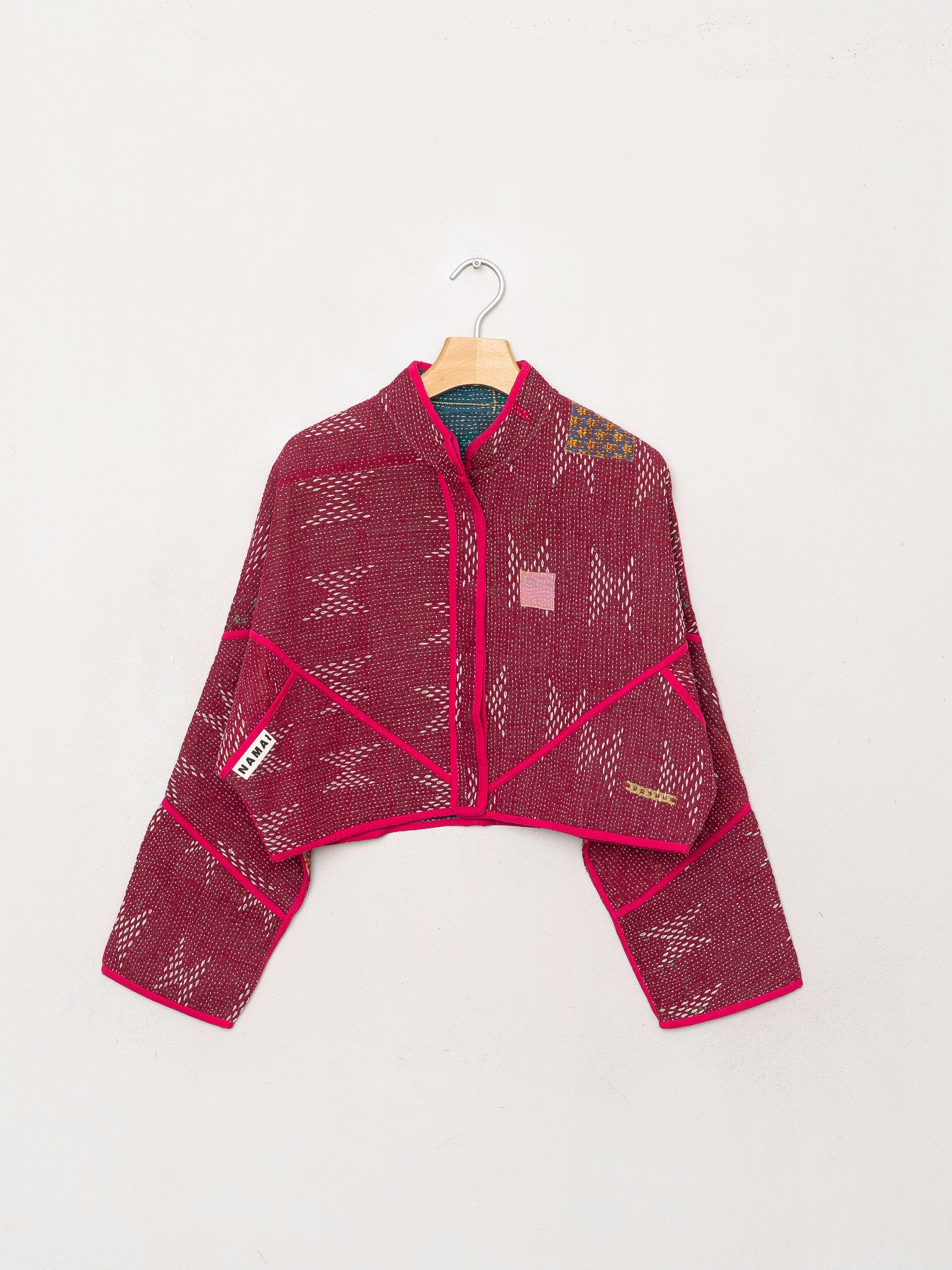 The Kaira Cropped Quilted Patchwork Kantha Jacket