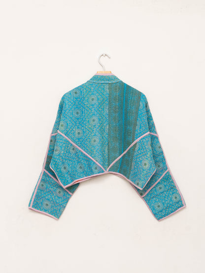 The Kaira Cropped Quilted Patchwork Kantha Jacket