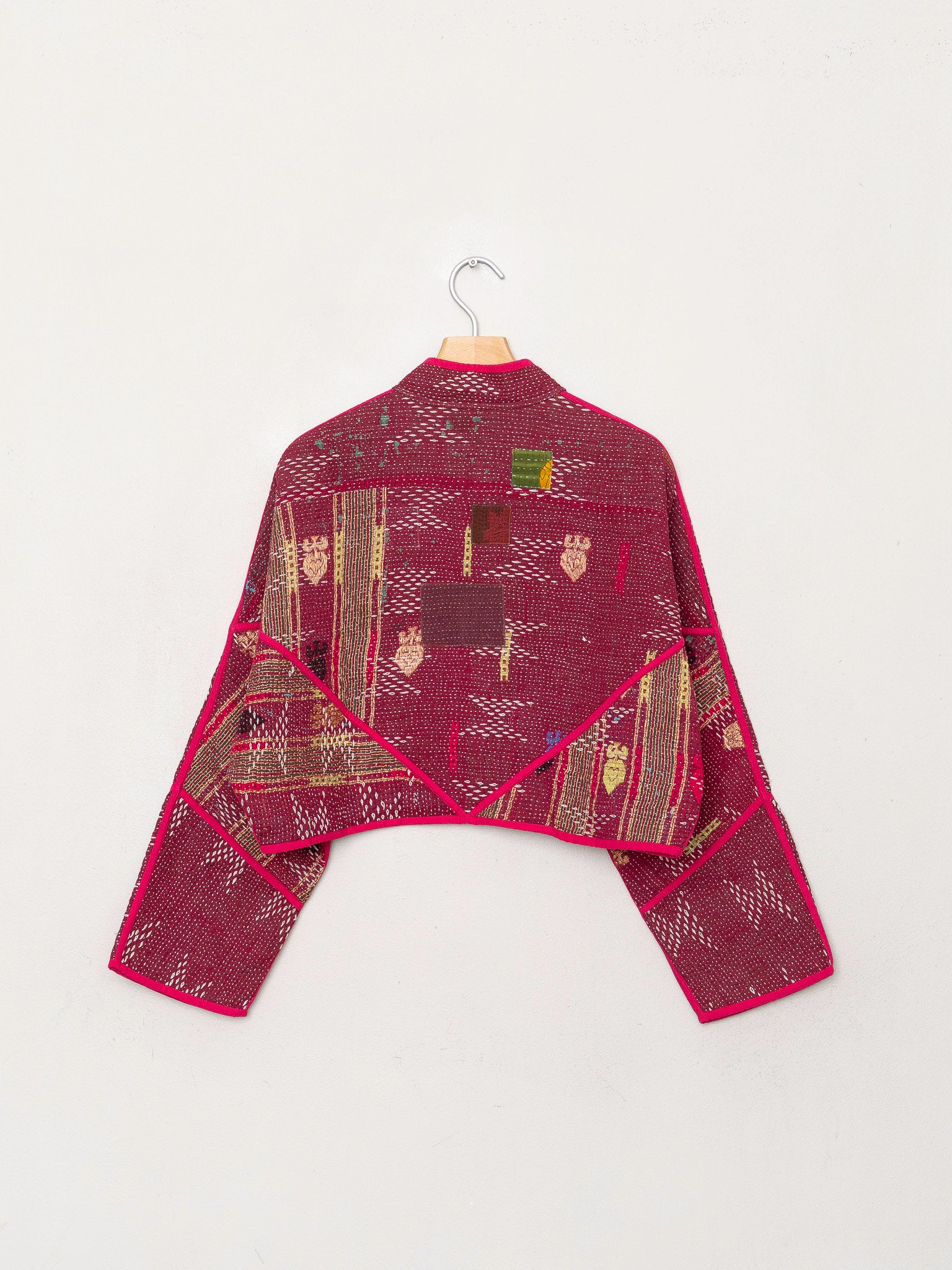 The Kaira Cropped Quilted Patchwork Kantha Jacket