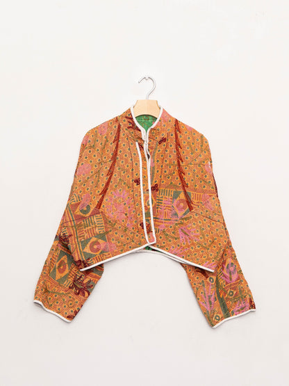 The Kaira Cropped Suzani Quilted Kantha Jacket