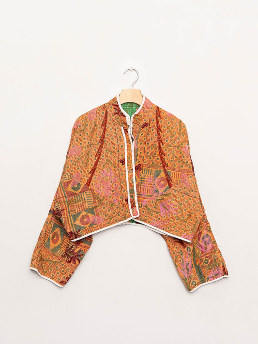 The Kaira Cropped Suzani Quilted Kantha Jacket