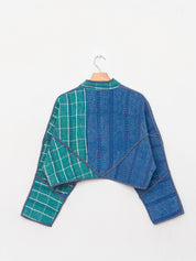 The Kaira Cropped Quilted Patchwork Kantha Jacket