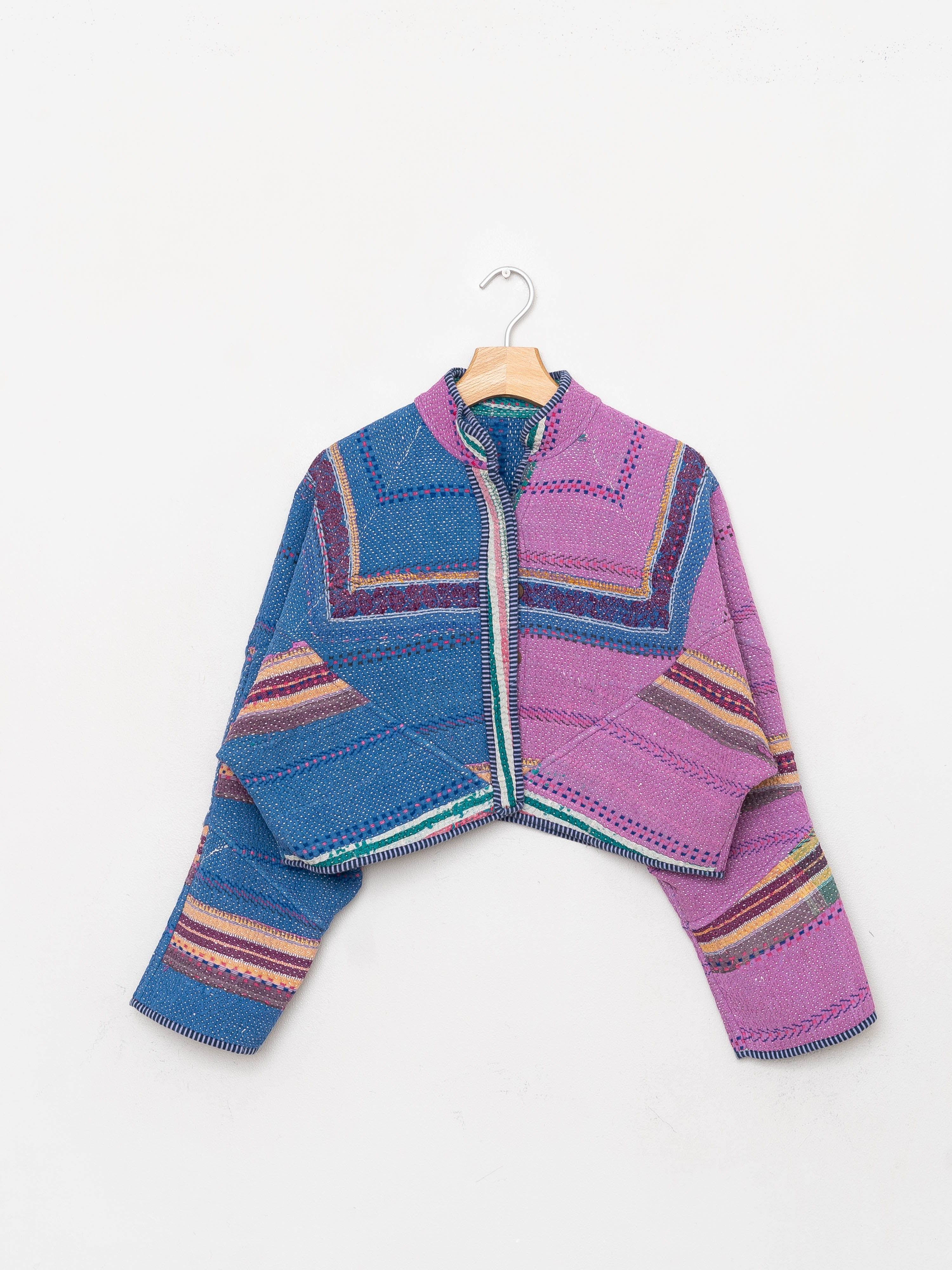 The Kaira Cropped Quilted Patchwork Kantha Jacket