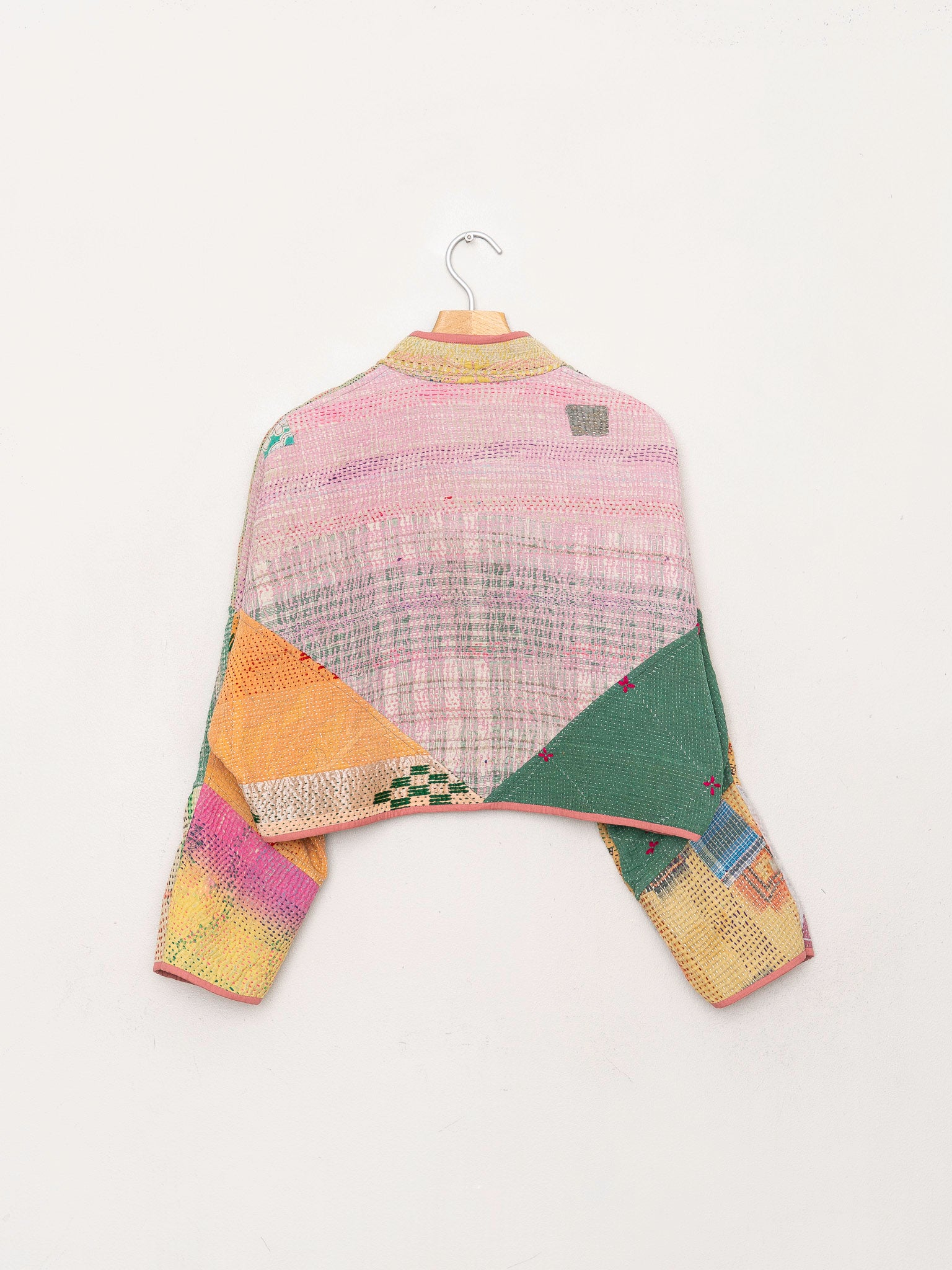 The Kaira Cropped Quilted Patchwork Kantha Jacket