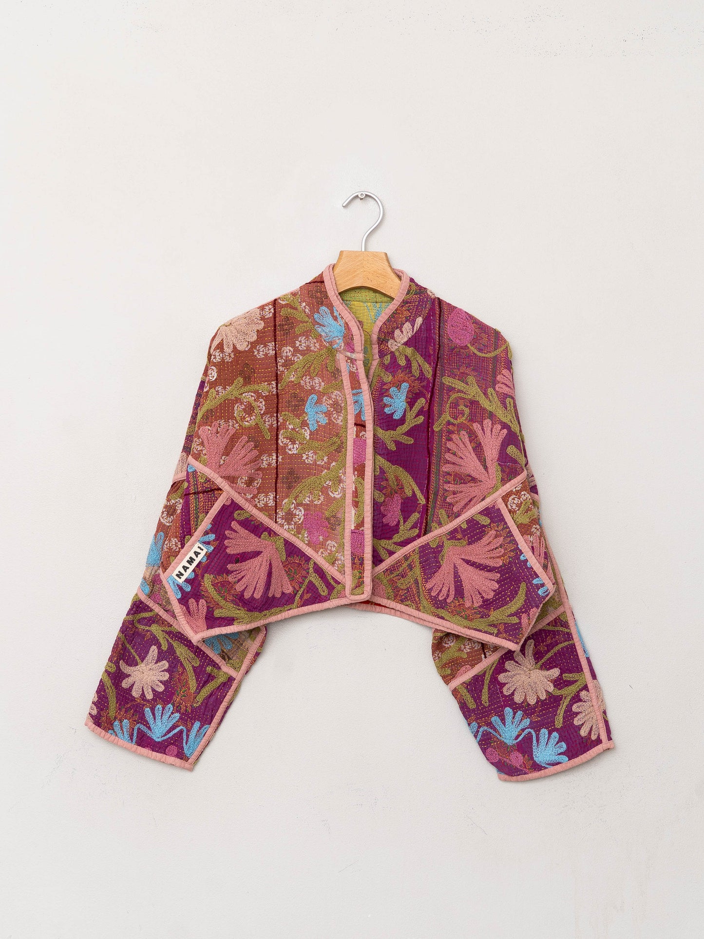 The Kaira Cropped Suzani Quilted Kantha Jacket