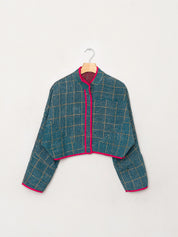 The Kaira Cropped Quilted Patchwork Kantha Jacket