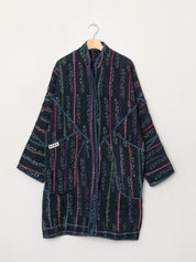 The Sai Quilted Indigo Kantha Coat