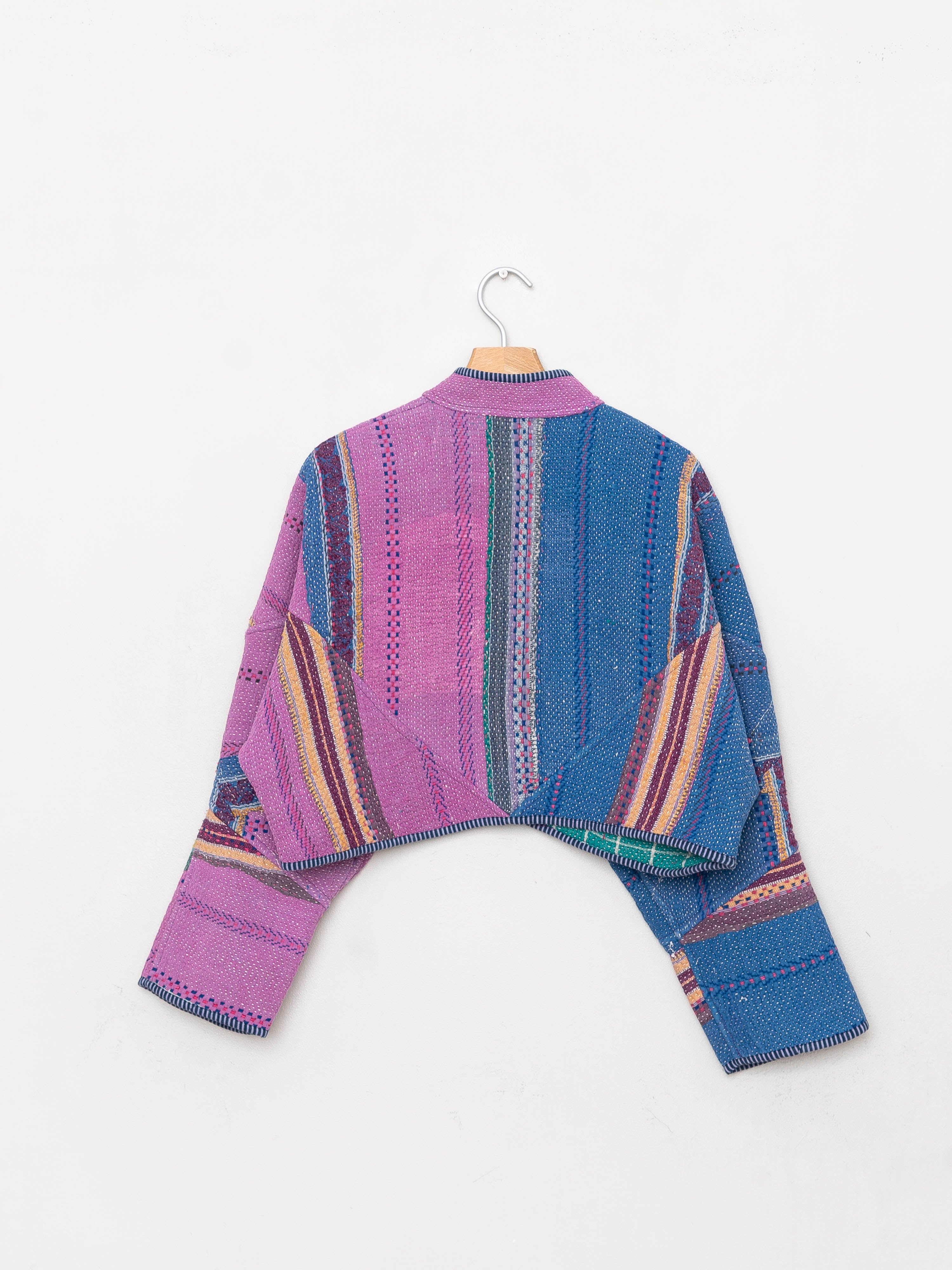 The Kaira Cropped Quilted Patchwork Kantha Jacket