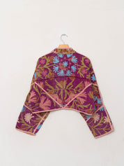 The Kaira Cropped Suzani Quilted Kantha Jacket