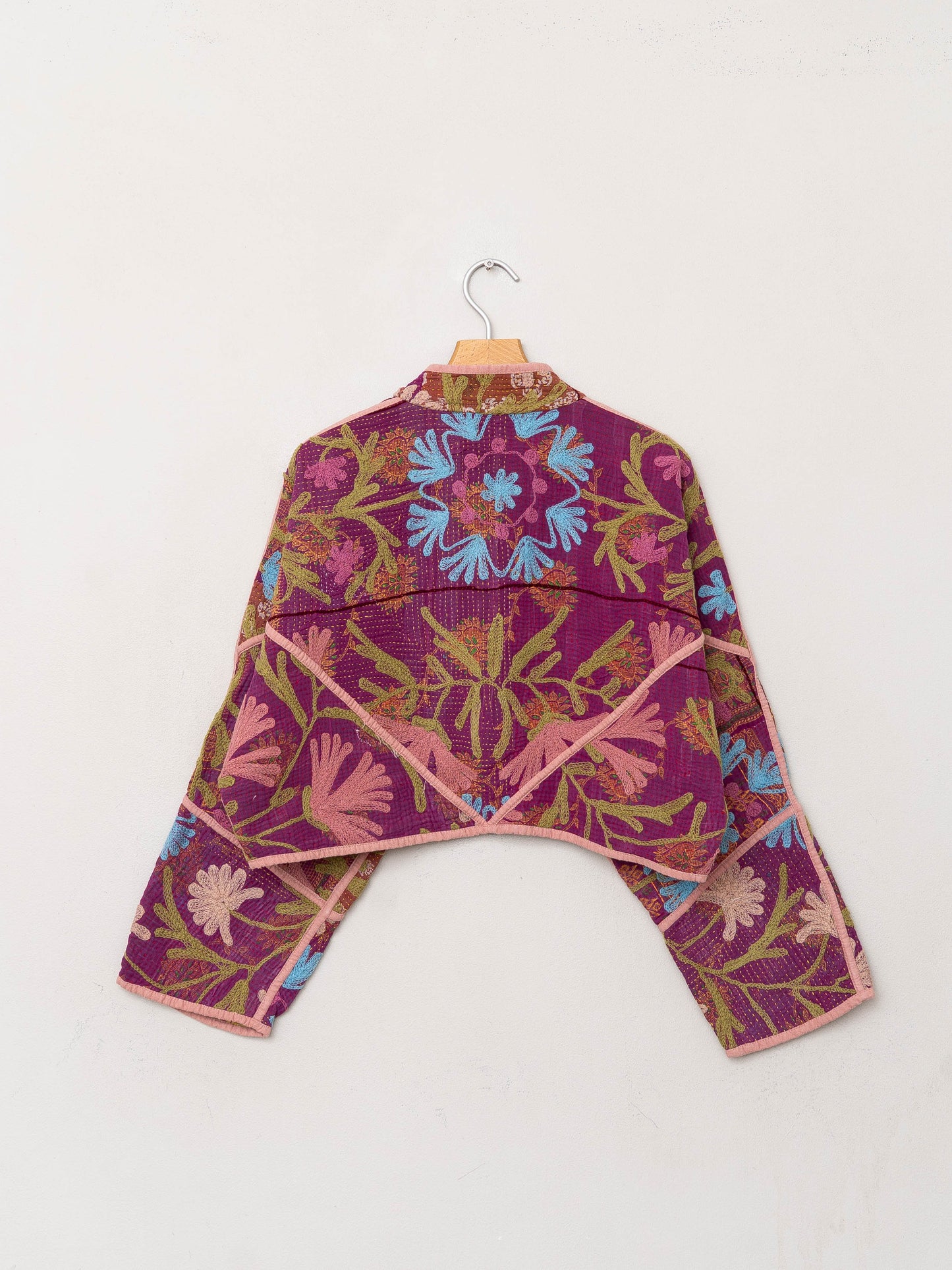 The Kaira Cropped Suzani Quilted Kantha Jacket