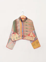 The Kaira Cropped Quilted Patchwork Kantha Jacket
