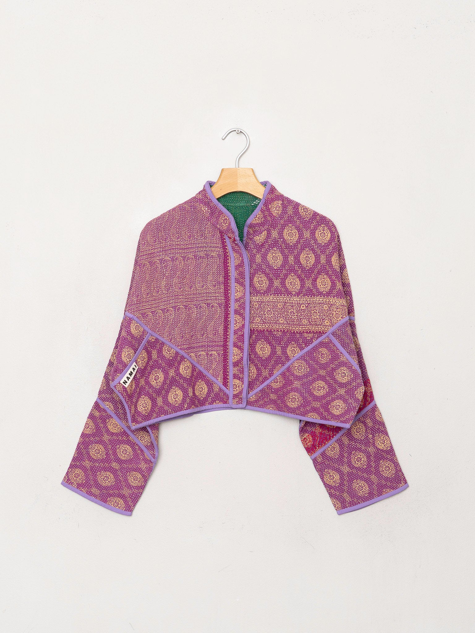 The Kaira Cropped Quilted Patchwork Kantha Jacket