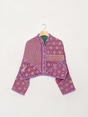 The Kaira Cropped Quilted Patchwork Kantha Jacket