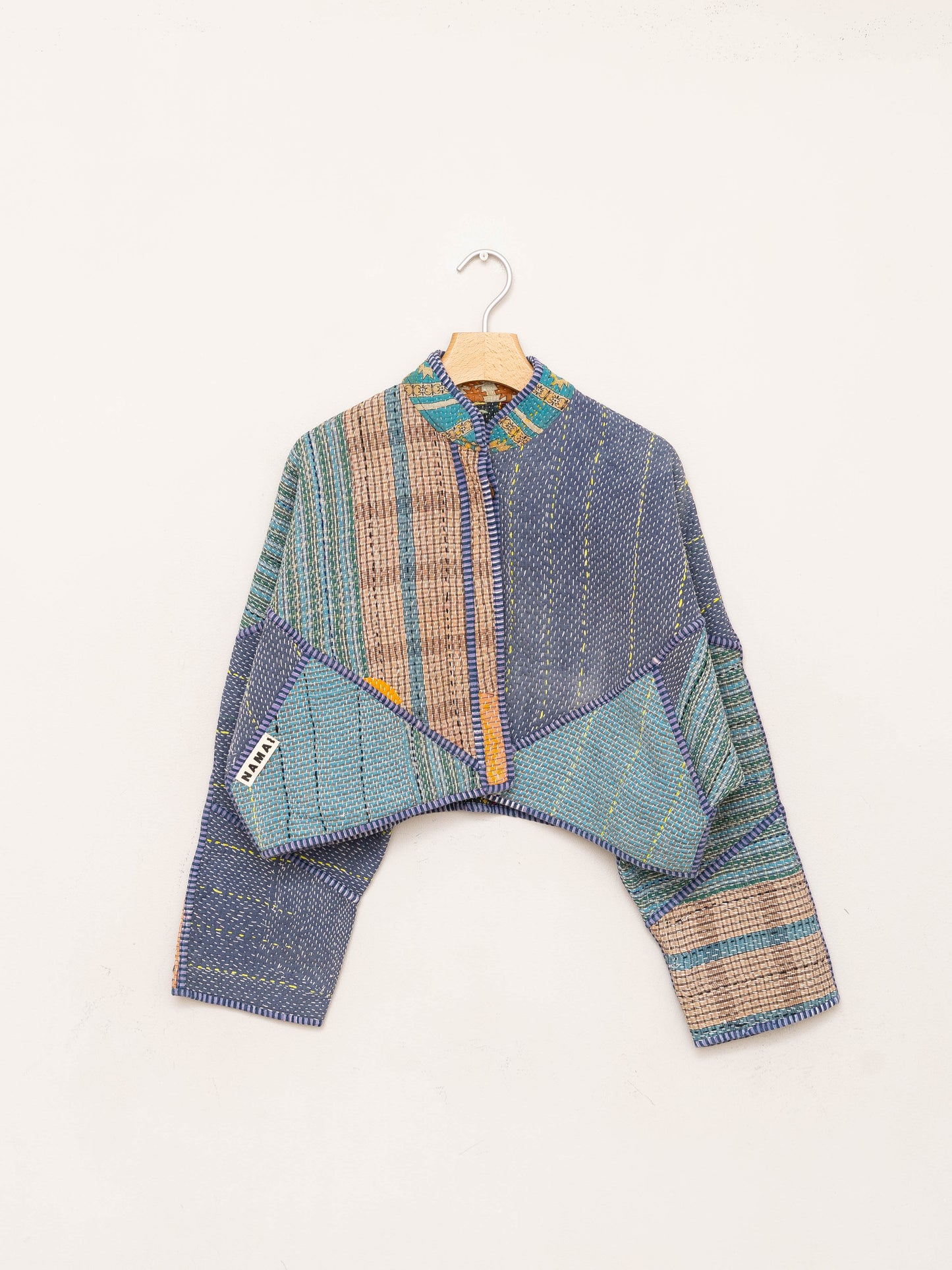 The Kaira Cropped Quilted Patchwork Kantha Jacket