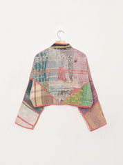 The Kaira Cropped Quilted Patchwork Kantha Jacket