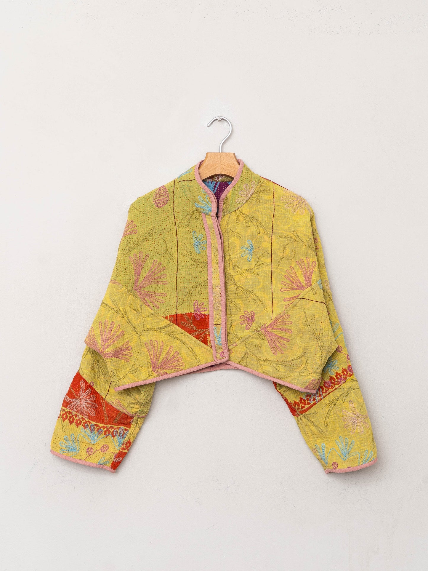 The Kaira Cropped Suzani Quilted Kantha Jacket