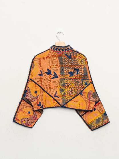 The Kaira Cropped Suzani Quilted Kantha Jacket