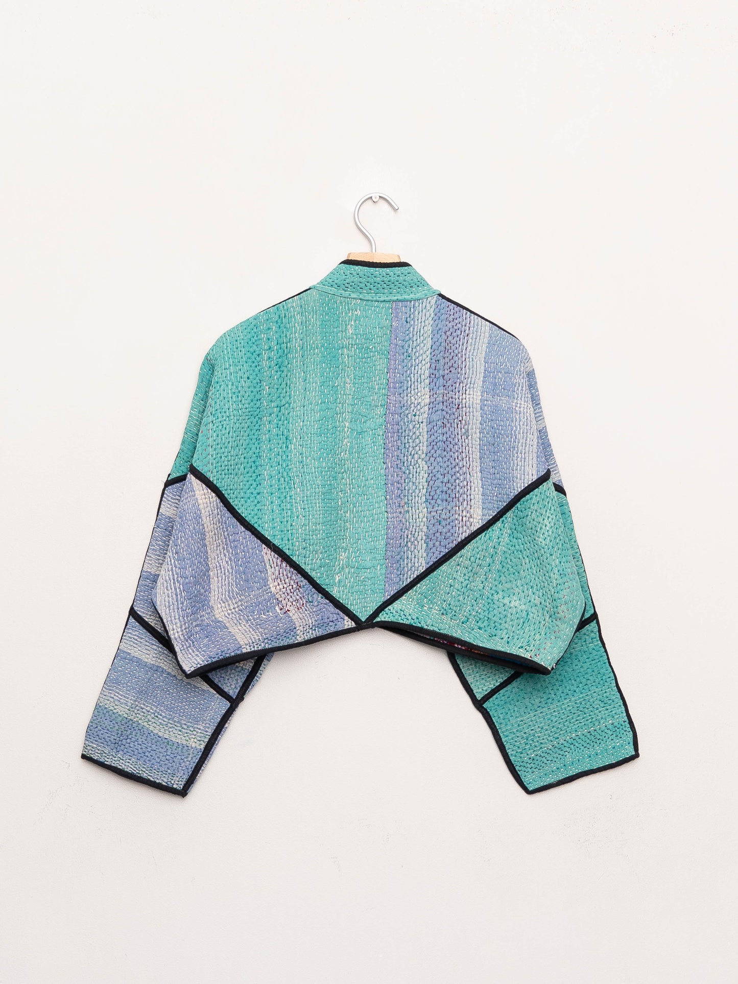 The Kaira Cropped Quilted Patchwork Kantha Jacket