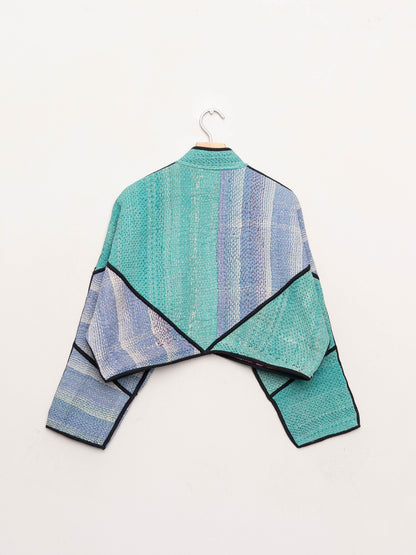 The Kaira Cropped Quilted Patchwork Kantha Jacket