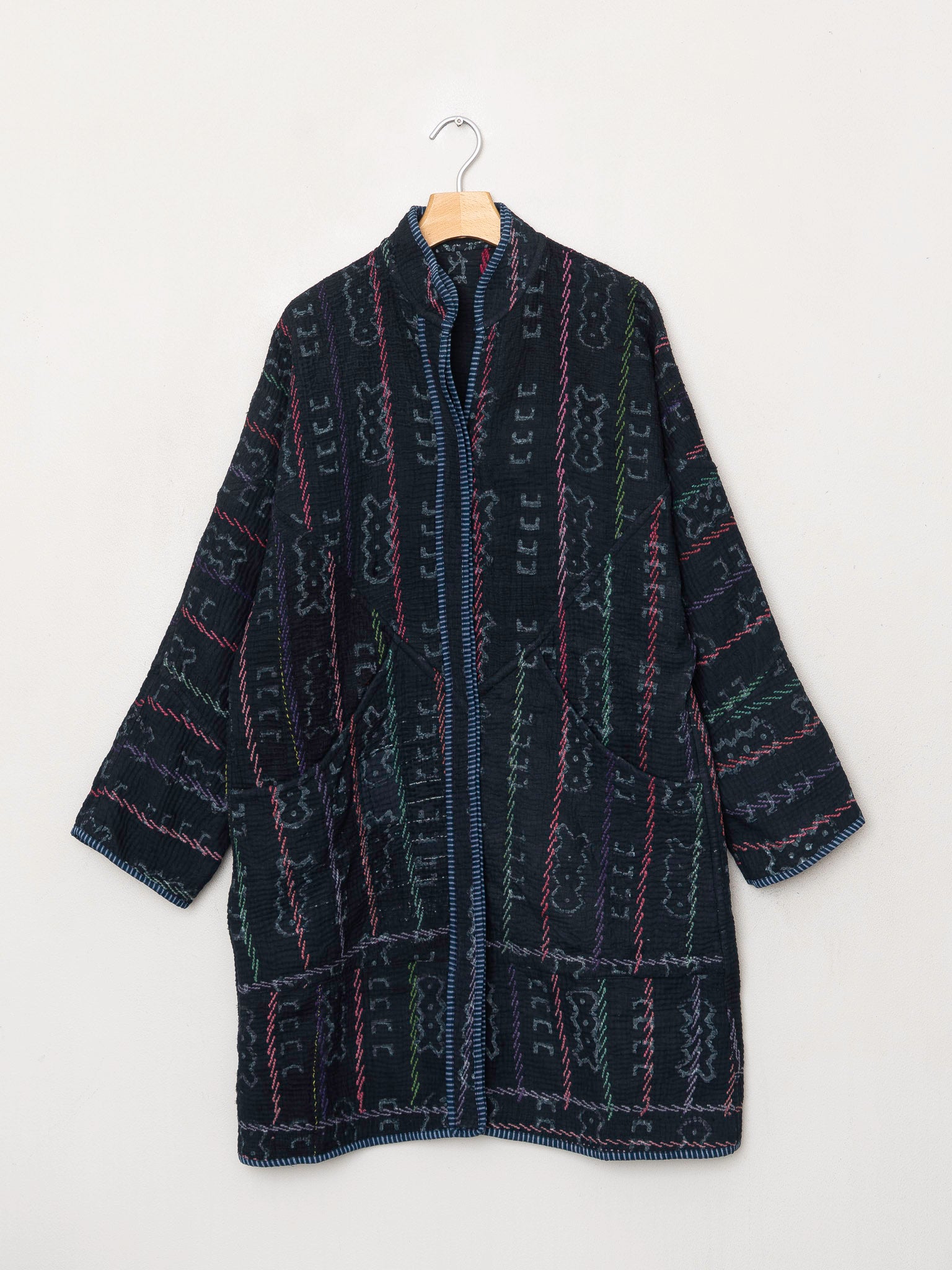 The Sai Quilted Indigo Kantha Coat
