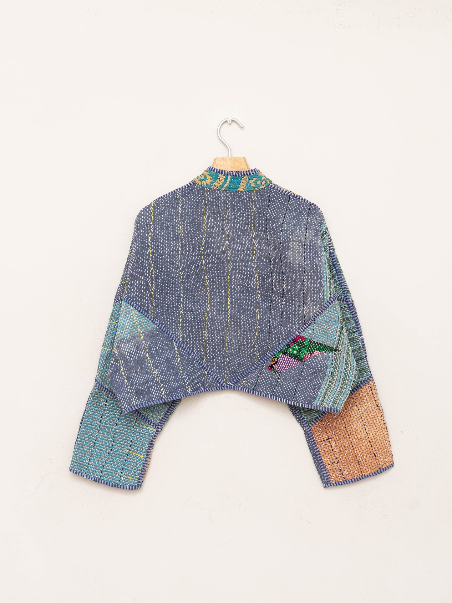 The Kaira Cropped Quilted Patchwork Kantha Jacket