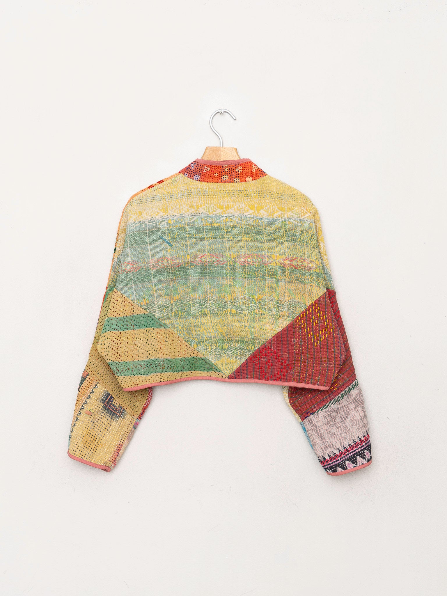The Kaira Cropped Quilted Patchwork Kantha Jacket