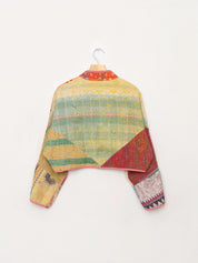 The Kaira Cropped Quilted Patchwork Kantha Jacket