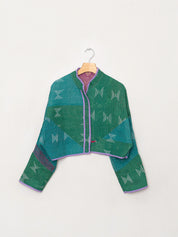 The Kaira Cropped Quilted Patchwork Kantha Jacket