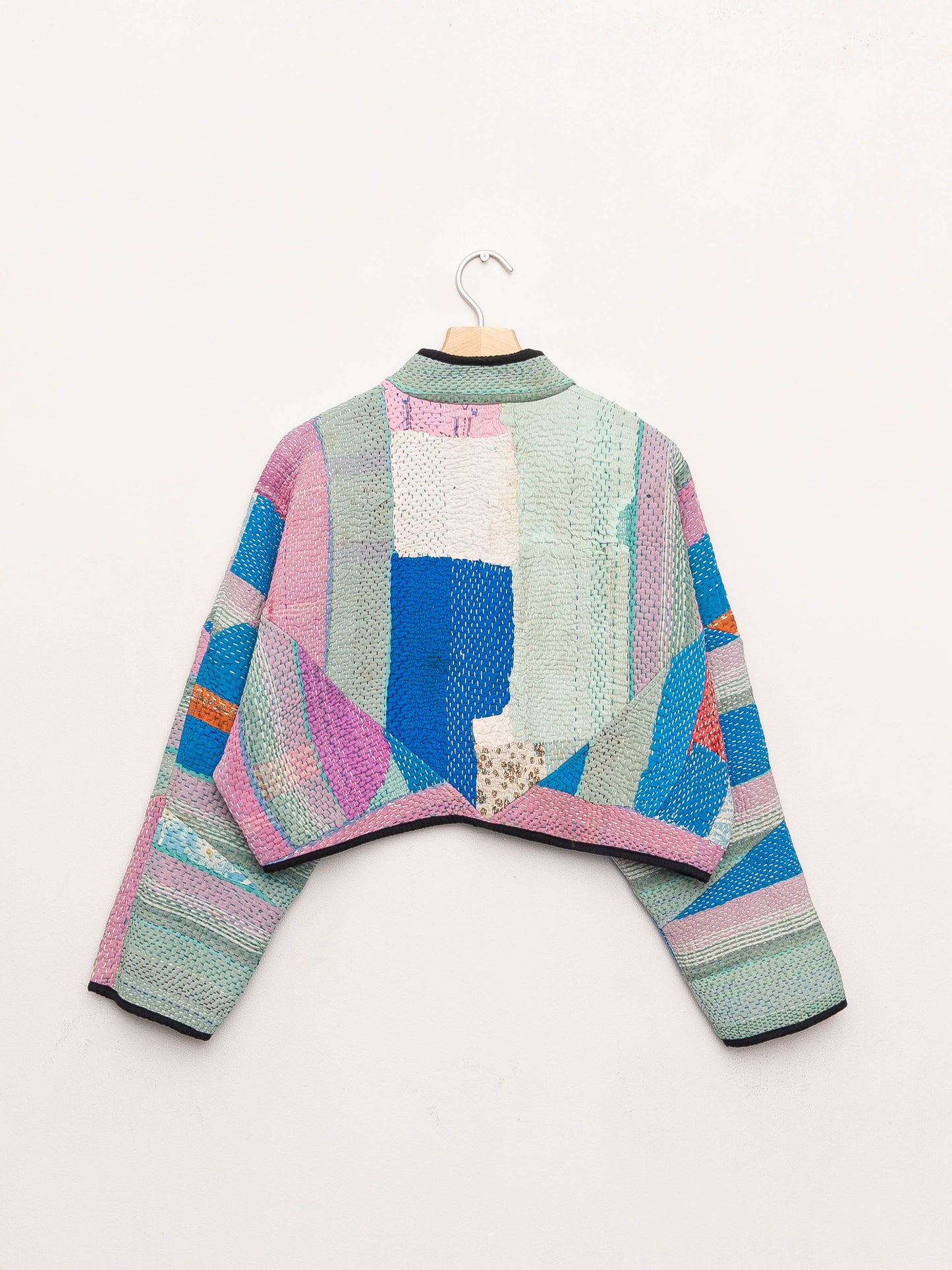 The Kaira Cropped Quilted Patchwork Kantha Jacket