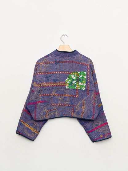 The Kaira Cropped Suzani Quilted Kantha Jacket