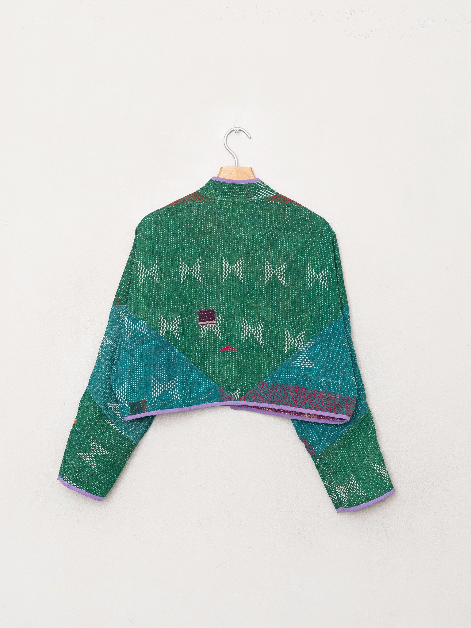 The Kaira Cropped Quilted Patchwork Kantha Jacket