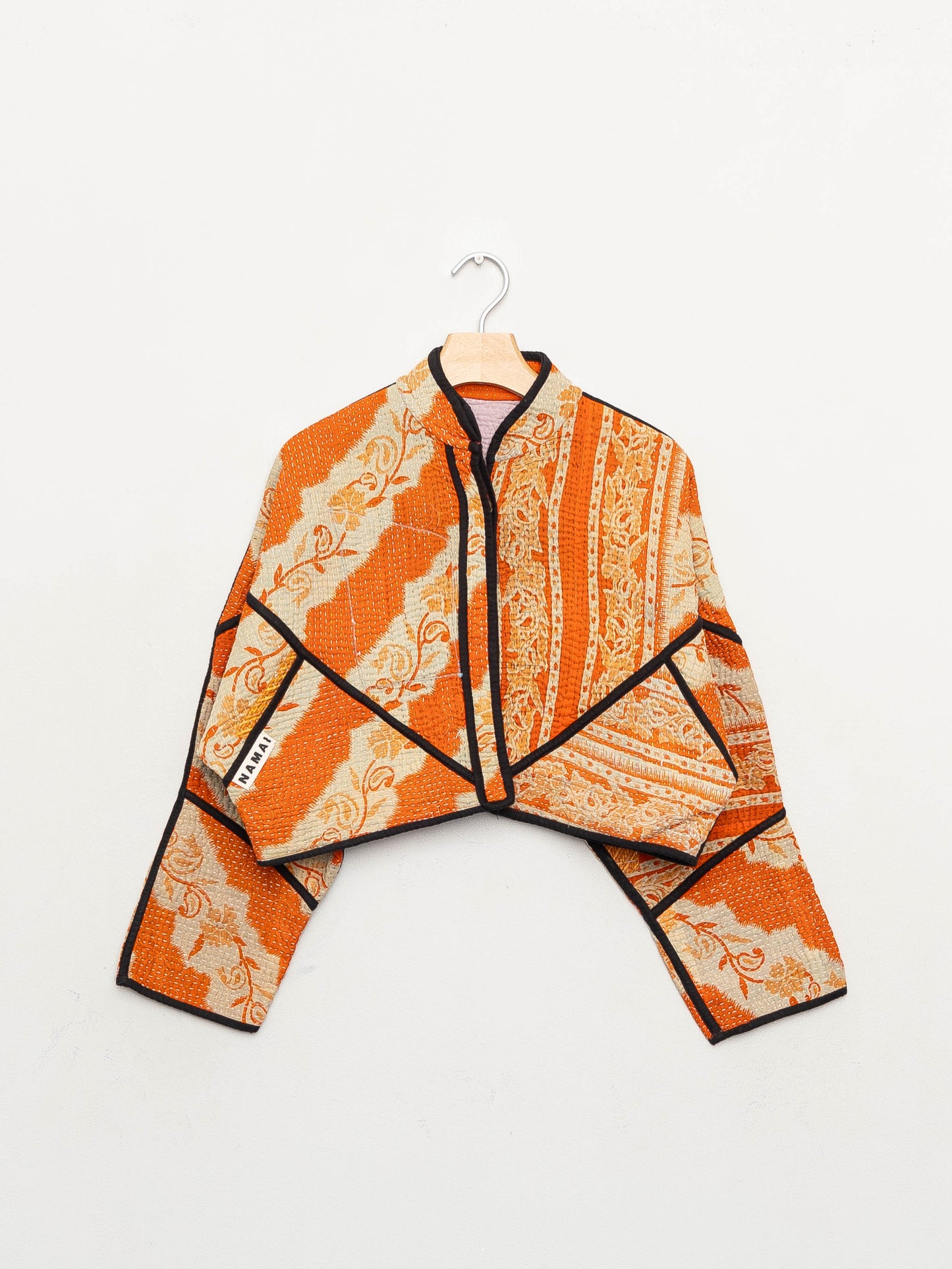 The Kaira Cropped Quilted Patchwork Kantha Jacket