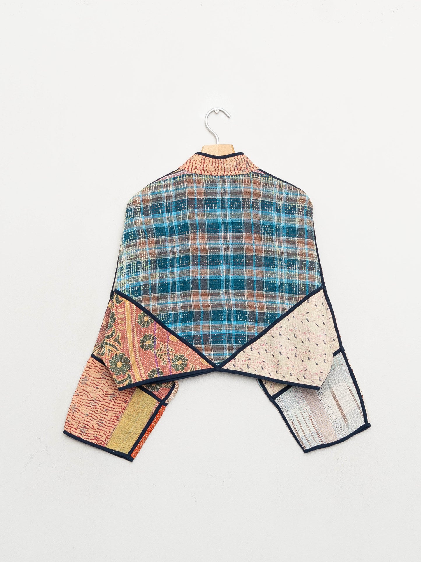 The Kaira Cropped Quilted Patchwork Kantha Jacket