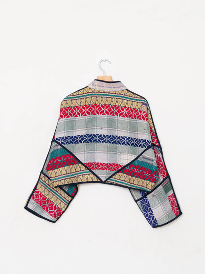 The Kaira Cropped Quilted Patchwork Kantha Jacket