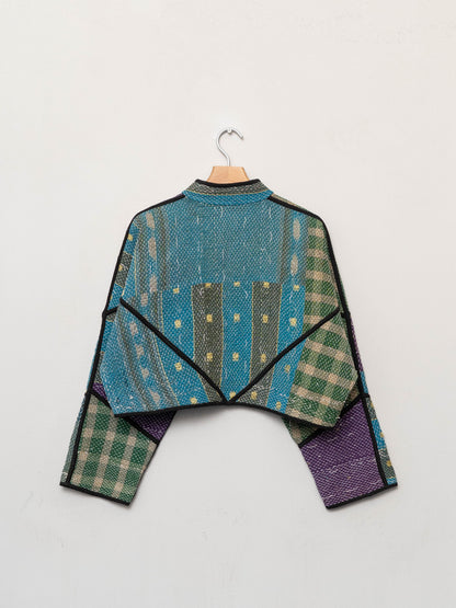 The Kaira Cropped Quilted Patchwork Kantha Jacket