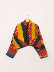The Kaira Cropped Quilted Patchwork Kantha Jacket