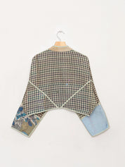 The Kaira Cropped Quilted Indigo Kantha Jacket