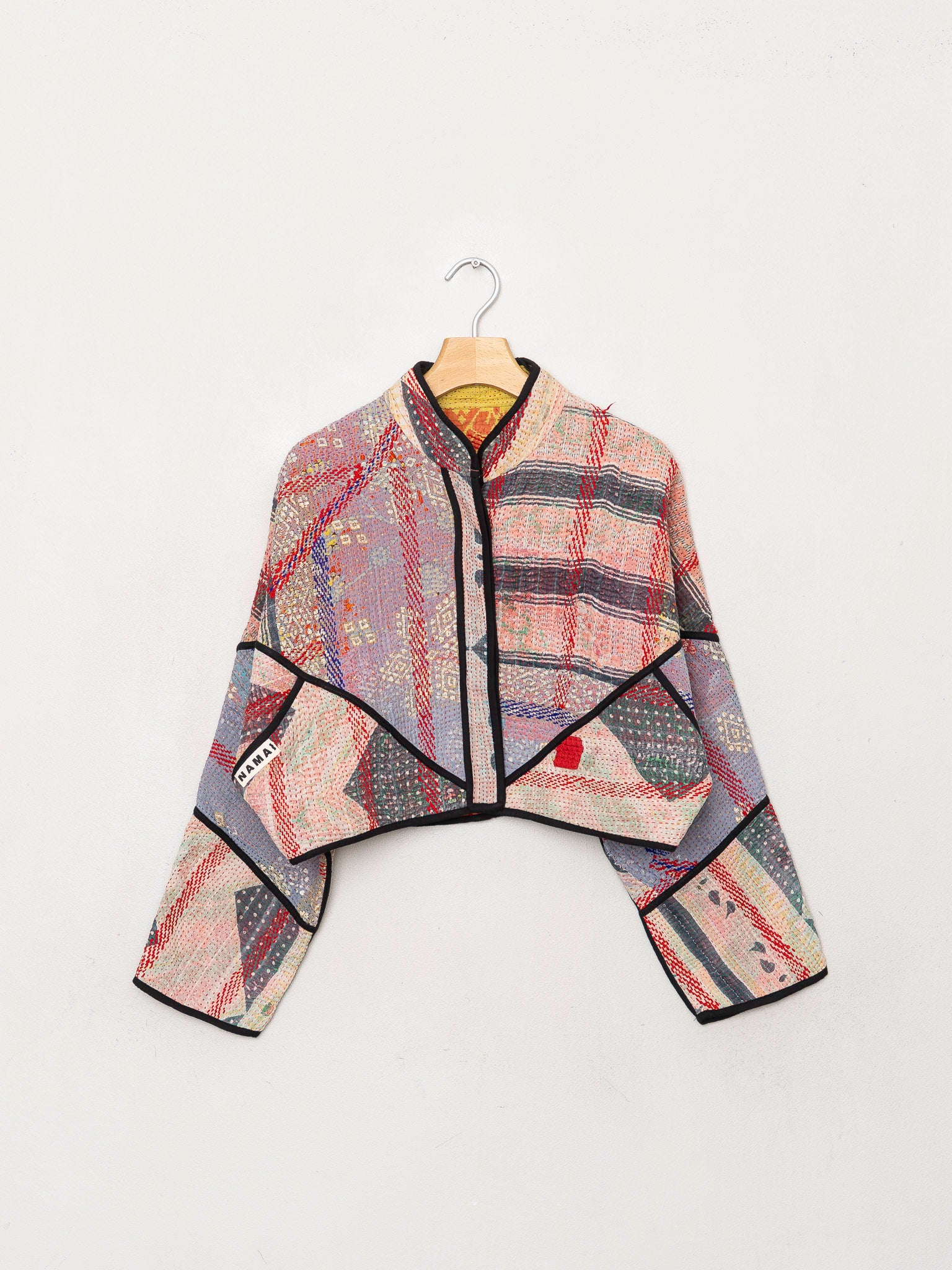 The Kaira Cropped Quilted Patchwork Kantha Jacket