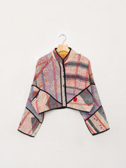 The Kaira Cropped Quilted Patchwork Kantha Jacket