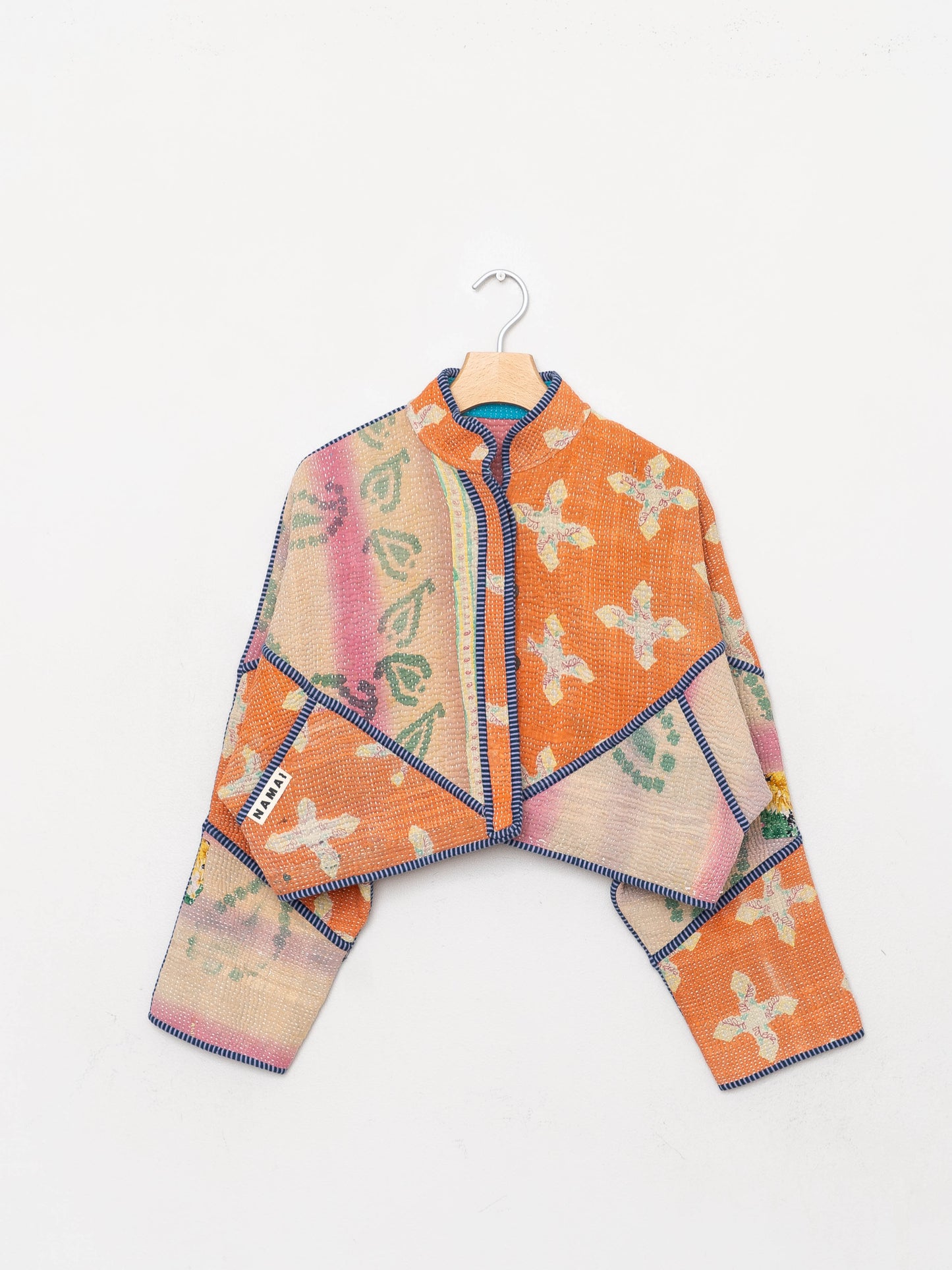 The Kaira Cropped Quilted Patchwork Kantha Jacket