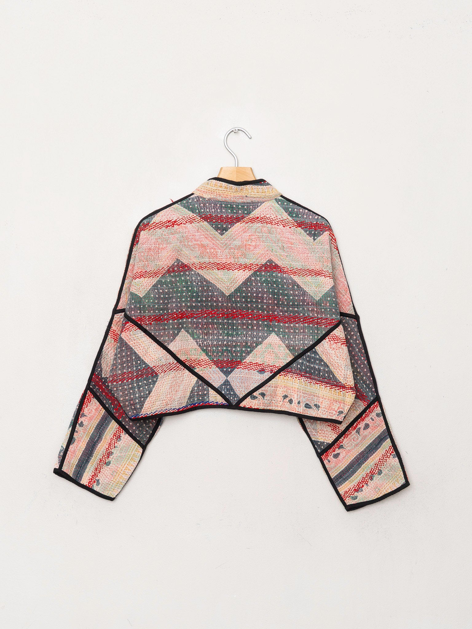 The Kaira Cropped Quilted Patchwork Kantha Jacket