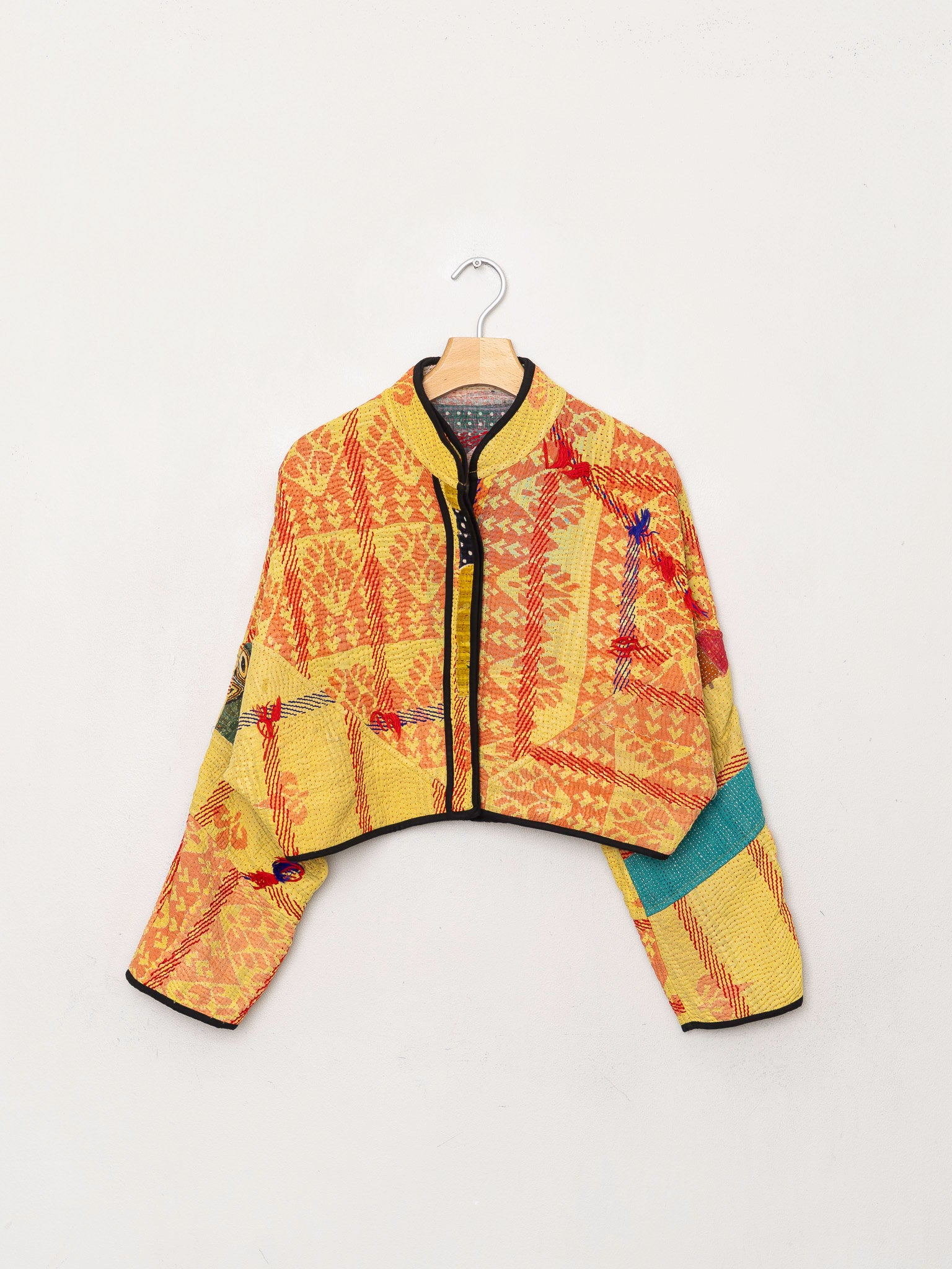 The Kaira Cropped Quilted Patchwork Kantha Jacket